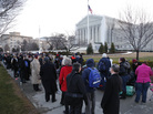 The line was long Tuesday outside the Supreme Court in Washington, D.C., as spectators came to hear the oral arguments about California's Proposition 8. The line was long Tuesday outside the Supreme Court in Washington, D.C., as spectators came to hear the oral arguments about California's Proposition 8.