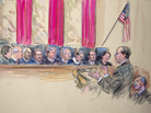 This artist rendering shows Paul Clement (second from left) with Solicitor General Donald B. Verrilli Jr. (seated, right), addressing the Supreme Court on Wednesday. Justices pictured are (from left) Sonia Sotomayor, Stephen Breyer, Clarence Thomas, Antonin Scalia, Chief Justice John Roberts, Anthony Kennedy, Ruth Bader Ginsburg, Samuel Alito and Elena Kagan. This artist rendering shows Paul Clement (second from left) with Solicitor General Donald B. Verrilli Jr. (seated, right), addressing the Supreme Court on Wednesday. Justices pictured are (from left) Sonia Sotomayor, Stephen Breyer, Clarence Thomas, Antonin Scalia, Chief Justice John Roberts, Anthony Kennedy, Ruth Bader Ginsburg, Samuel Alito and Elena Kagan.