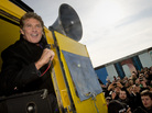 American actor David Hasselhoff speaks to protesters next to a remnant of the Berlin Wall last week. Thousands of people turned out to oppose a plan to knock down one of the few remaining sections of the wall. A small part was removed Wednesday. American actor David Hasselhoff speaks to protesters next to a remnant of the Berlin Wall last week. Thousands of people turned out to oppose a plan to knock down one of the few remaining sections of the wall. A small part was removed Wednesday.
