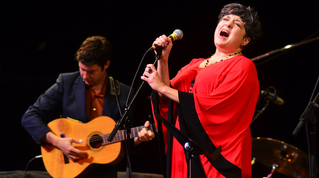 Kelly Hogan performing live at Mountain Stage. (Mountain Stage)
