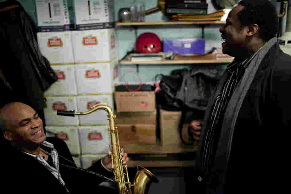 Wayne Escoffery and Johnathan Blake, backstage.