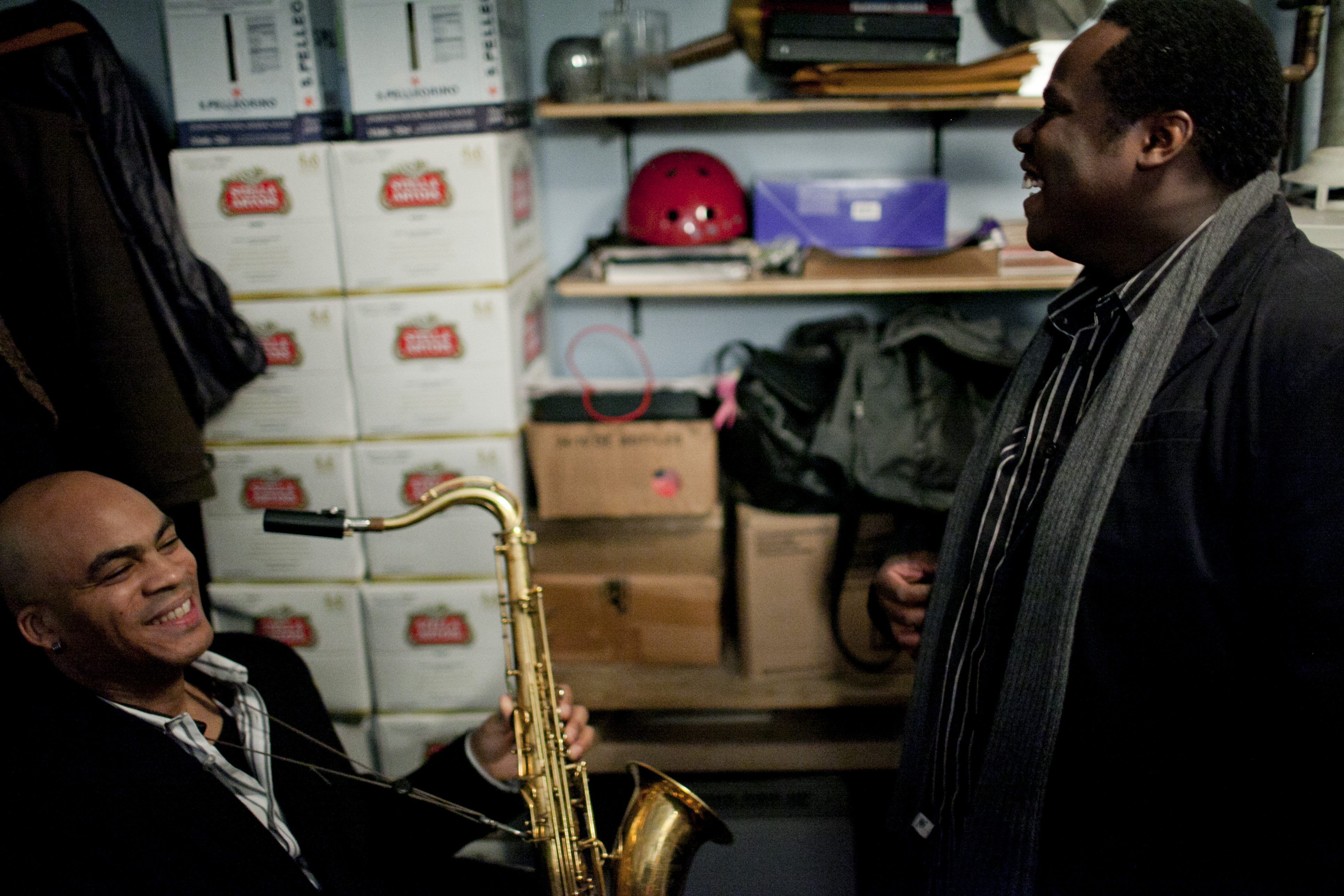 Wayne Escoffery and Johnathan Blake, backstage.