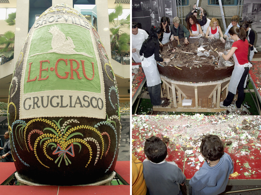 In 2004, a shopping center in Turin attempted to make the world's tallest Easter egg. This one was more than 18 feet tall and weighed 5,500 pounds.