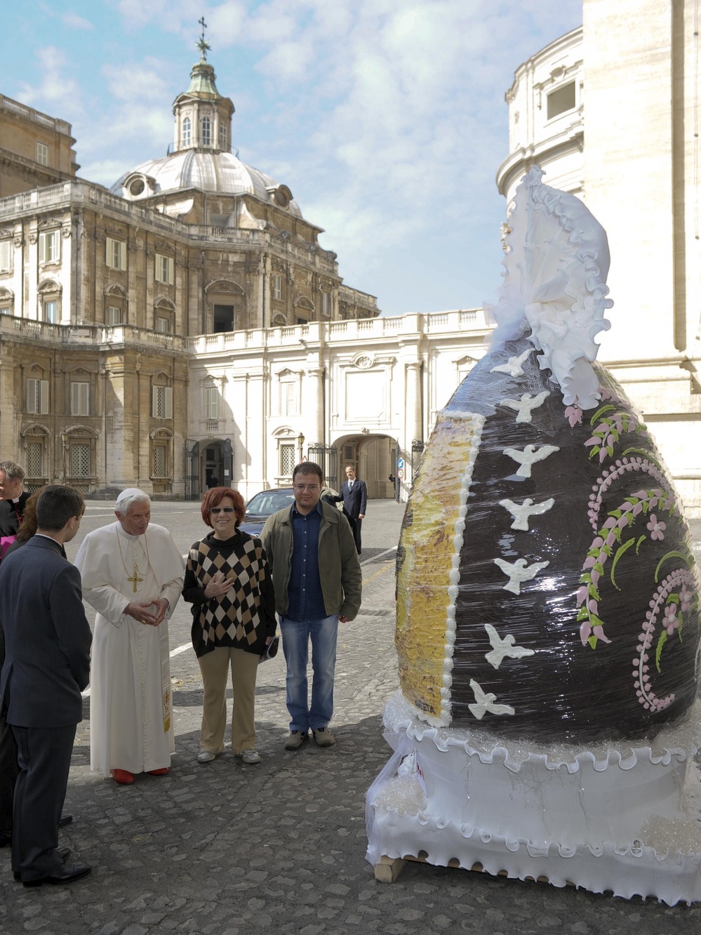 In 2012, an Italian chocolatier presented Benedict XVI, now pope emeritus, with a 6.5-foot-tall chocolate Easter egg weighing some 550 pounds.