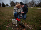 Will Piper and Annette Pacas visit the grave of Annette's son, Alex, at Oak Hill Cemetery in Mount Carroll, Ill. Piper says he hopes to raise money to replace the makeshift, plastic marker with a permanent gravestone. Will Piper and Annette Pacas visit the grave of Annette's son, Alex, at Oak Hill Cemetery in Mount Carroll, Ill. Piper says he hopes to raise money to replace the makeshift, plastic marker with a permanent gravestone.