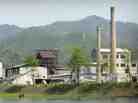 An idle North Korean factory, seen from the Chinese border.