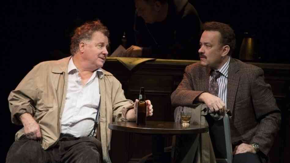 Nora Ephron's final play, Lucky Guy, tells the story of controversial New York columnist Mike McAlary, played by Tom Hanks. (Also pictured: Peter Gerety as John Cotter). Nora Ephron's final play, Lucky Guy, tells the story of controversial New York columnist Mike McAlary, played by Tom Hanks. (Also pictured: Peter Gerety as John Cotter).