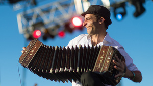 Martin Ferres of Bajofondo performs live at Auditorium Shores in Austin, Texas, during SXSW.