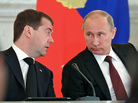 Russian President Vladimir Putin, right, heads a State Council session alongside Russian Prime Minister Dmitry Medvedev in Moscow last year. Increasing political attacks on Medvedev have accompanied Putin's suspicions about his erstwhile partner's ambitions. Russian President Vladimir Putin, right, heads a State Council session alongside Russian Prime Minister Dmitry Medvedev in Moscow last year. Increasing political attacks on Medvedev have accompanied Putin's suspicions about his erstwhile partner's ambitions.
