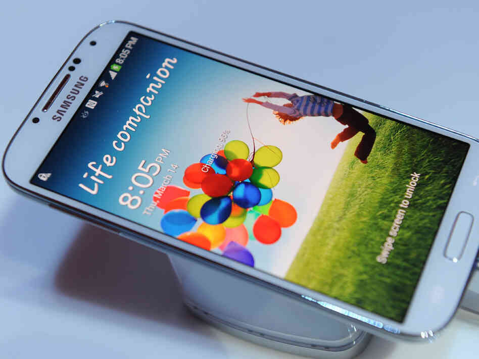 Samsung's new Galaxy S4 is seen during its unveiling on March 14, 2013. Samsung's new Galaxy S4 is seen during its unveiling on March 14, 2013.