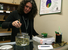 Erica Freeman of Choice Organics weighs medical marijuana for a customer. Erica Freeman of Choice Organics weighs medical marijuana for a customer.