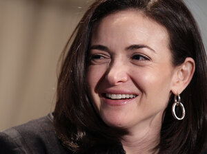 Sheryl Sandberg, Facebook's chief operating officer, speaks at a luncheon for the American Society of News Editors in San Diego.