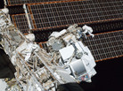 Astronauts work to install the alpha magnetic spectrometer on the International Space Station on May 26, 2011. Astronauts work to install the alpha magnetic spectrometer on the International Space Station on May 26, 2011.