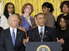 President Obama urged Congress to take action on measures to protect children from gun violence while speaking in the East Room of the White House last week. Standing with Obama are Vice President Joe Biden and, according to the White House, law enforcement officials, victims of gun violence and others, whom the White House did not want to name. President Obama urged Congress to take action on measures to protect children from gun violence while speaking in the East Room of the White House last week. Standing with Obama are Vice President Joe Biden and, according to the White House, law enforcement officials, victims of gun violence and others, whom the White House did not want to name.