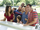 Roxanne Feder (Salma Hayek), Eric Lamonsoff (Kevin James), Becky Feder (Alexys Nicole Sanchez), Kurt McKenzie (Chris Rock), Sally Lamonsoff (Maria Bello), Lenny Feder (Adam Sandler) and Marcus Higgins (David Spade) at The Ice Cream House in Columbia Pictures' GROWN UPS 2. Roxanne Feder (Salma Hayek), Eric Lamonsoff (Kevin James), Becky Feder (Alexys Nicole Sanchez), Kurt McKenzie (Chris Rock), Sally Lamonsoff (Maria Bello), Lenny Feder (Adam Sandler) and Marcus Higgins (David Spade) at The Ice Cream House in Columbia Pictures' GROWN UPS 2.