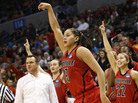 Louisville guard Shoni Schimmel (23) and the Louisville bench react to her 3-point shot against Tennessee in the second half of the regional final in the NCAA women's college basketball tournament in Oklahoma City on Tuesday. Louisville won 86-78. Louisville guard Shoni Schimmel (23) and the Louisville bench react to her 3-point shot against Tennessee in the second half of the regional final in the NCAA women's college basketball tournament in Oklahoma City on Tuesday. Louisville won 86-78.