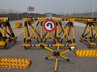 Do not enter: Barriers, including spikes, at the Military Demarcation Line (MDL) near the Demilitarized Zone (DMZ) in the Gyeonggi province, South Korea. Do not enter: Barriers, including spikes, at the Military Demarcation Line (MDL) near the Demilitarized Zone (DMZ) in the Gyeonggi province, South Korea.