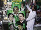 Pakistani vendors in Lahore fix posters of candidates taking part in the upcoming May parliamentary elections. Pakistani officials have provoked both laughter and criticism in recent days as they vetted potential candidates in the country's upcoming national elections with questions that veered between the controversial and the bizarre. Pakistani vendors in Lahore fix posters of candidates taking part in the upcoming May parliamentary elections. Pakistani officials have provoked both laughter and criticism in recent days as they vetted potential candidates in the country's upcoming national elections with questions that veered between the controversial and the bizarre.