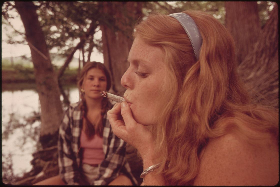 Smoking marijuana near Leakey, Texas.