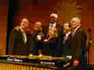 A group of musicians and major donors pose with Lionel Hampton's vibraphone at the 2013 Jazz Appreciation Month launch. From left: Mark Dibner of The Argus Fund, drummer Horacio "El Negro" Hernandez, Fran Morris Rosman of the Ella Fitzgerald Charitable Foundation, pianist Randy Weston, Richard Rosman of the Ella Fitzgerald foundation and Smithsonian American History Museum Director John Gray. A group of musicians and major donors pose with Lionel Hampton's vibraphone at the 2013 Jazz Appreciation Month launch. From left: Mark Dibner of The Argus Fund, drummer Horacio "El Negro" Hernandez, Fran Morris Rosman of the Ella Fitzgerald Charitable Foundation, pianist Randy Weston, Richard Rosman of the Ella Fitzgerald foundation and Smithsonian American History Museum Director John Gray.