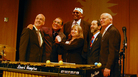A group of musicians and major donors pose with Lionel Hampton's vibraphone at the 2013 Jazz Appreciation Month launch. From left: Mark Dibner of The Argus Fund, drummer Horacio "El Negro" Hernandez, Fran Morris Rosman of the Ella Fitzgerald Charitable Foundation, pianist Randy Weston, Richard Rosman of the Ella Fitzgerald foundation and Smithsonian American History Museum Director John Gray. A group of musicians and major donors pose with Lionel Hampton's vibraphone at the 2013 Jazz Appreciation Month launch. From left: Mark Dibner of The Argus Fund, drummer Horacio "El Negro" Hernandez, Fran Morris Rosman of the Ella Fitzgerald Charitable Foundation, pianist Randy Weston, Richard Rosman of the Ella Fitzgerald foundation and Smithsonian American History Museum Director John Gray.
