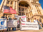 Marchers at the state capitol building in Austin, Texas, in February protest working conditions in the state's construction sector. Marchers at the state capitol building in Austin, Texas, in February protest working conditions in the state's construction sector.