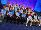 Spellers wait to participate in the semi-finals of the 2011 Scripps National Spelling Bee. Spellers wait to participate in the semi-finals of the 2011 Scripps National Spelling Bee.