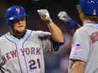 The Mets' Lucas Duda celebrates a homerun against the Phillies with Kirk Nieuwenhuis on Wednesday. Despite the shot, the Phillies won 7-3.