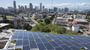 Photovoltaic cells on the office building's roof.