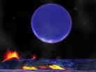 An illustration shows how the planet Kepler-36c might look from the surface of the neighboring Kepler-36b. An illustration shows how the planet Kepler-36c might look from the surface of the neighboring Kepler-36b.