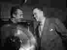 Symphony Sid Torin (left) hosts a program at WHOM featuring the saxophonist Arnett Cobb.