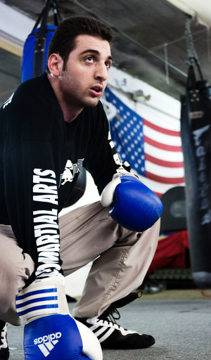 The person believed to be Tamerlan Tsarnaev practices boxing at the Wai Kru Mixed Martial Arts center in April 2009 in Boston.