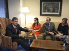 Sen. Joe Manchin, D-W.Va., meets in his office last week with families of victims of the Sandy Hook Elementary School shooting in Newtown, Conn. A bipartisan plan to expand background checks for gun buyers was defeated Wednesday in the Senate. Sen. Joe Manchin, D-W.Va., meets in his office last week with families of victims of the Sandy Hook Elementary School shooting in Newtown, Conn. A bipartisan plan to expand background checks for gun buyers was defeated Wednesday in the Senate.