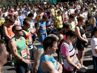 London Marathon runners stand in a silent, pre-race tribute Sunday to the victims of the Boston Marathon bombings. The police presence was increased for the London event. London Marathon runners stand in a silent, pre-race tribute Sunday to the victims of the Boston Marathon bombings. The police presence was increased for the London event.