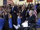 Mayor Thomas Menino, who is recovering from a broken leg unrelated to the bombing, watches on as President Obama speaks during an interfaith healing service last week following the Boston Marathon blasts. Mayor Thomas Menino, who is recovering from a broken leg unrelated to the bombing, watches on as President Obama speaks during an interfaith healing service last week following the Boston Marathon blasts.