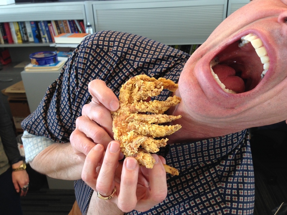 Robert does this with everything he eats; this is the first time it's made sense.