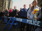 In Boston and other places across the nation, people gathered Monday for a moment of silence to honor the victims of the marathon bombing. In Boston and other places across the nation, people gathered Monday for a moment of silence to honor the victims of the marathon bombing.