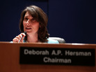 NTSB Chairwoman Deborah Hersman during Tuesday's hearing. NTSB Chairwoman Deborah Hersman during Tuesday's hearing.