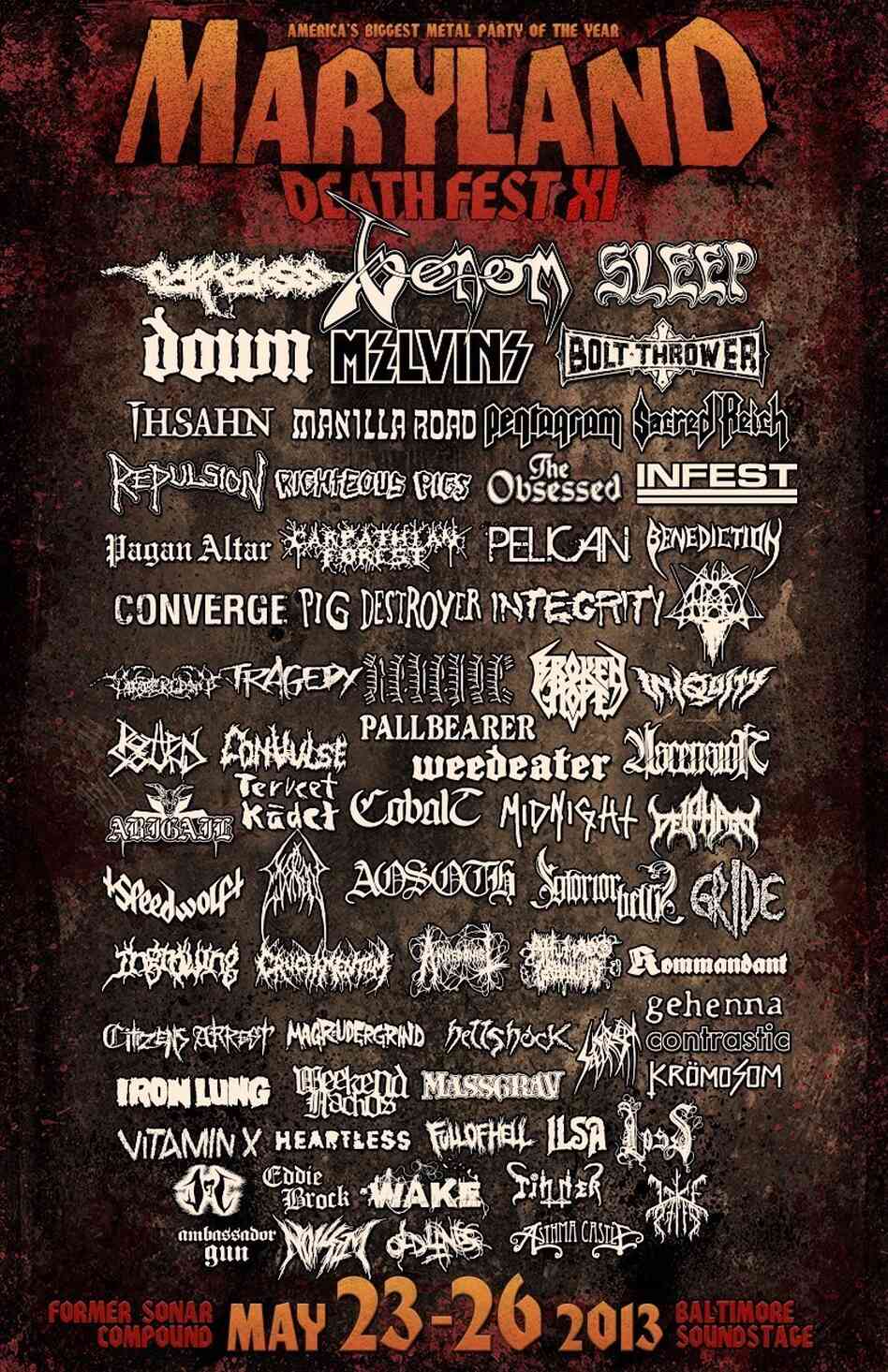 Maryland Deathfest poster XI. Maryland Deathfest poster XI.