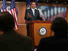 House Speaker John Boehner speaks to the media during his weekly news conference on Capitol Hill on April 18.