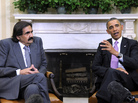 President Obama meets with the emir of Qatar, Sheik Hamad bin Khalifa Al Thani, in the Oval Office on Tuesday. The emir is among a series of visiting Middle East leaders urging the U.S. to take a greater role in the Syrian conflict. President Obama meets with the emir of Qatar, Sheik Hamad bin Khalifa Al Thani, in the Oval Office on Tuesday. The emir is among a series of visiting Middle East leaders urging the U.S. to take a greater role in the Syrian conflict.