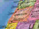 Oregon on a globe