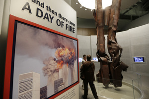 Beams damaged at New York's World Trade Center during the terrorist attacks on Sept. 11, 2001 are on display.