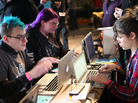 Supporters of the German Pirate Party attend a meeting in Berlin in February. Supporters of the German Pirate Party attend a meeting in Berlin in February.
