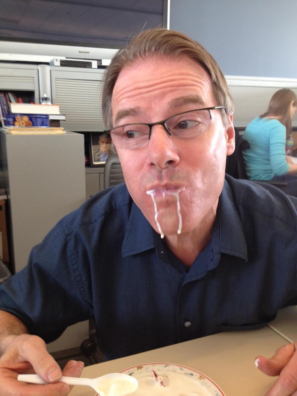 The sandwich turned Robert into an ice cream vampire.