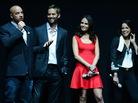 Actors Vin Diesel and Paul Walker, and actresses Jordana Brewster and Michelle Rodriguez attend a Universal Pictures presentation to promote their upcoming film "Fast & Furious 6." Actors Vin Diesel and Paul Walker, and actresses Jordana Brewster and Michelle Rodriguez attend a Universal Pictures presentation to promote their upcoming film "Fast & Furious 6."