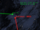 This diagram shows Fermi and Cosmos 1805 on a collision course. This diagram shows Fermi and Cosmos 1805 on a collision course.