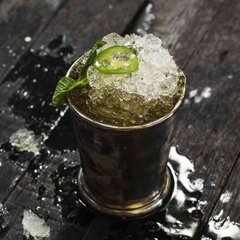 Jalapeño-Spiked Bourbon Julep Jalapeño-Spiked Bourbon Julep