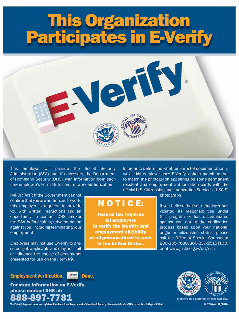 Bill Would Put Immigration Verification System To The Test NPR