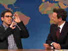 Fred Armisen demonstrates Google Glass to Seth Meyers on Saturday Night Live. Fred Armisen demonstrates Google Glass to Seth Meyers on Saturday Night Live.